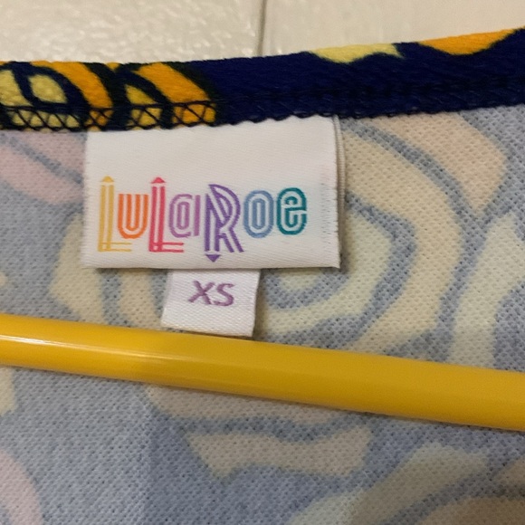 Blue based yellow rose LuLaRoe dress size extra small - Picture 2 of 3